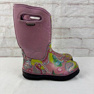 BOGS Youth Girls 3 Classic High Pink Paisley Waterproof Winter Rain Snow Boots